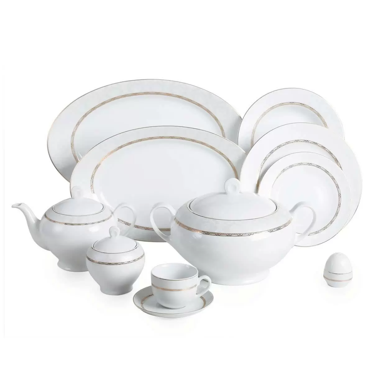 سرویس 102 پارچه چینی زرین-ایتالیا اف(گرد)-18 نفره-هدیه طلایی